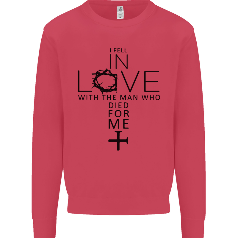 In Love With the Cross Christian Christ Kids Sweatshirt Jumper Heliconia