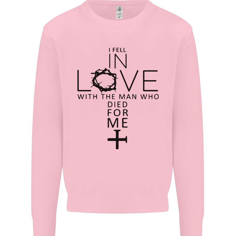 In Love With the Cross Christian Christ Kids Sweatshirt Jumper Light Pink