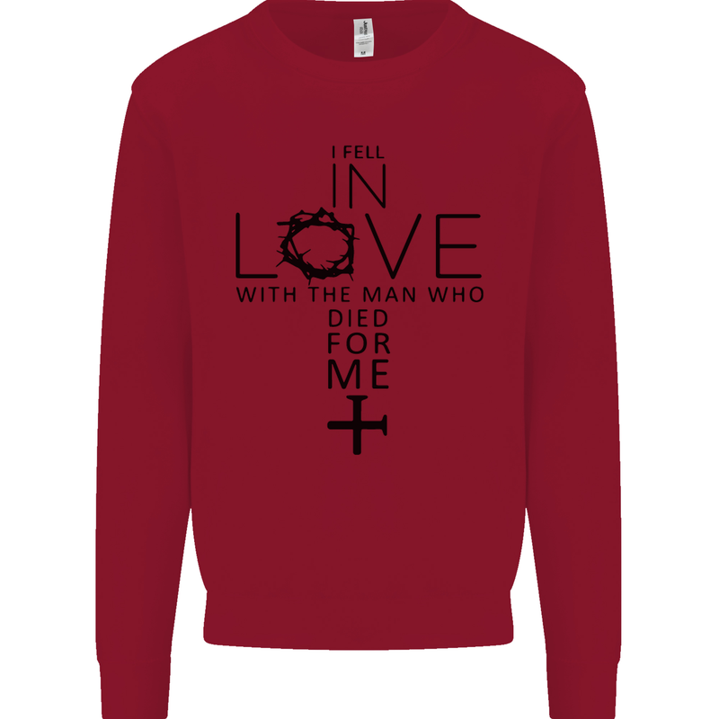 In Love With the Cross Christian Christ Kids Sweatshirt Jumper Red