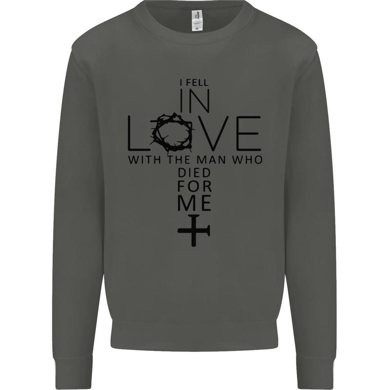 In Love With the Cross Christian Christ Kids Sweatshirt Jumper Storm Grey