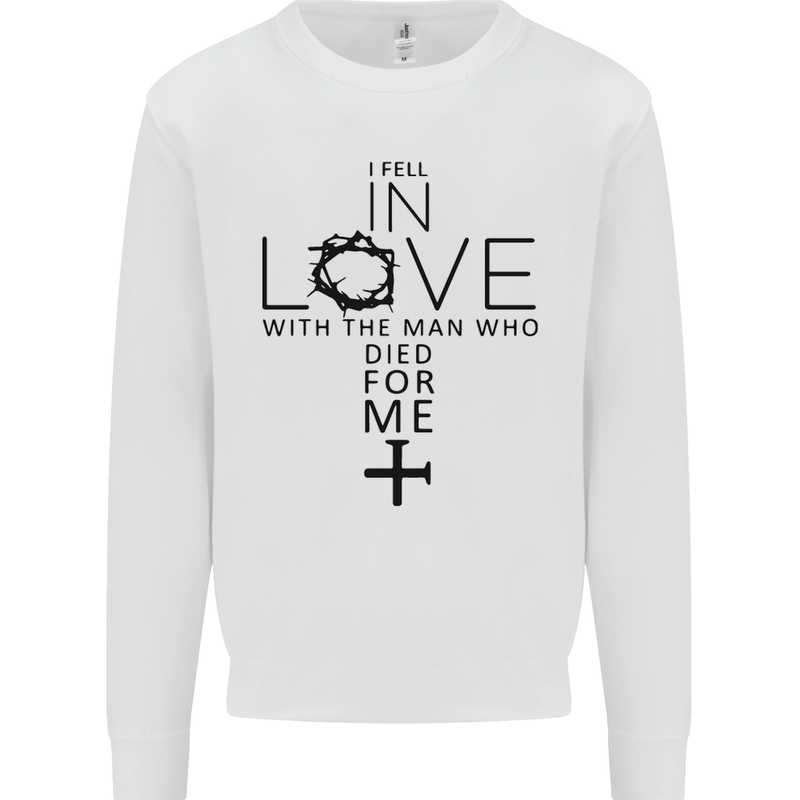 In Love With the Cross Christian Christ Kids Sweatshirt Jumper White