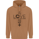 In Love With the Cross Christian Christ Mens 80% Cotton Hoodie Caramel Latte