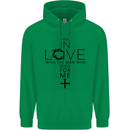 In Love With the Cross Christian Christ Mens 80% Cotton Hoodie Irish Green