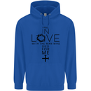 In Love With the Cross Christian Christ Mens 80% Cotton Hoodie Royal Blue