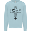 In Love With the Cross Christian Christ Mens Sweatshirt Jumper Light Blue