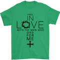 In Love With the Cross Christian Christ Mens T-Shirt Cotton Gildan Irish Green