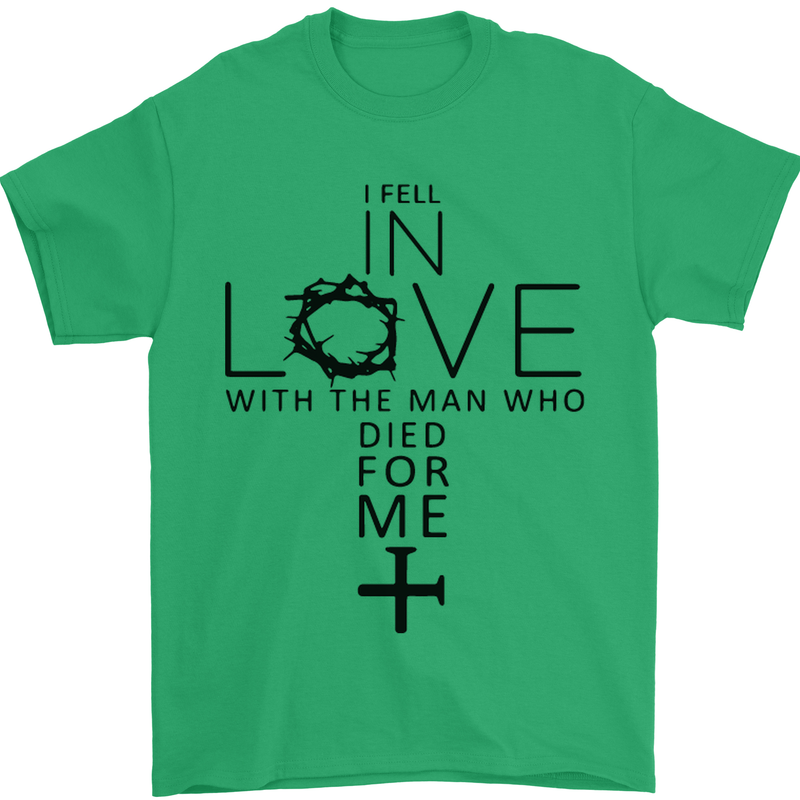 In Love With the Cross Christian Christ Mens T-Shirt Cotton Gildan Irish Green