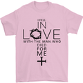 In Love With the Cross Christian Christ Mens T-Shirt Cotton Gildan Light Pink