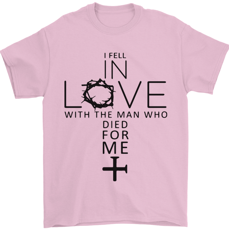 In Love With the Cross Christian Christ Mens T-Shirt Cotton Gildan Light Pink