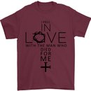 In Love With the Cross Christian Christ Mens T-Shirt Cotton Gildan Maroon