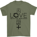 In Love With the Cross Christian Christ Mens T-Shirt Cotton Gildan Military Green