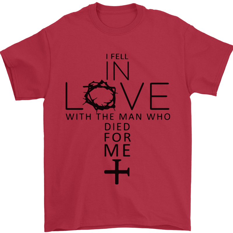 In Love With the Cross Christian Christ Mens T-Shirt Cotton Gildan Red