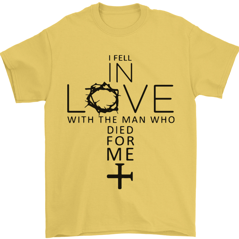 In Love With the Cross Christian Christ Mens T-Shirt Cotton Gildan Yellow