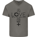 In Love With the Cross Christian Christ Mens V-Neck Cotton T-Shirt Charcoal