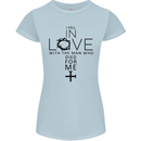In Love With the Cross Christian Christ Womens Petite Cut T-Shirt Light Blue