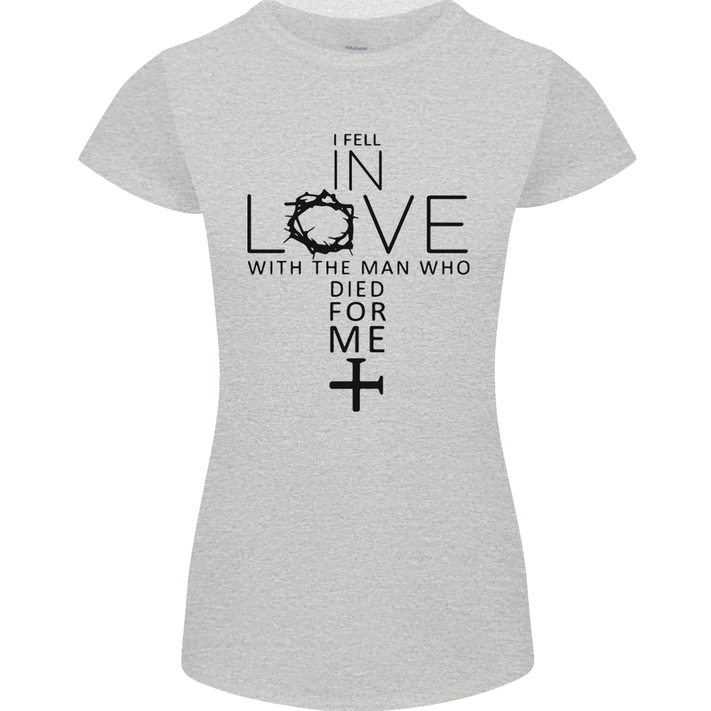 In Love With the Cross Christian Christ Womens Petite Cut T-Shirt Sports Grey