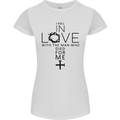 In Love With the Cross Christian Christ Womens Petite Cut T-Shirt White