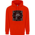 In Music We Trust Punk Rock Skull Childrens Kids Hoodie Bright Red