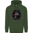 In Music We Trust Punk Rock Skull Childrens Kids Hoodie Forest Green
