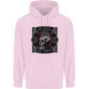 In Music We Trust Punk Rock Skull Childrens Kids Hoodie Light Pink