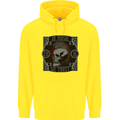 In Music We Trust Punk Rock Skull Childrens Kids Hoodie Yellow