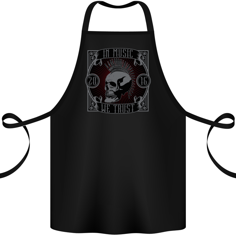 In Music We Trust Punk Rock Skull Cotton Apron 100% Organic Black