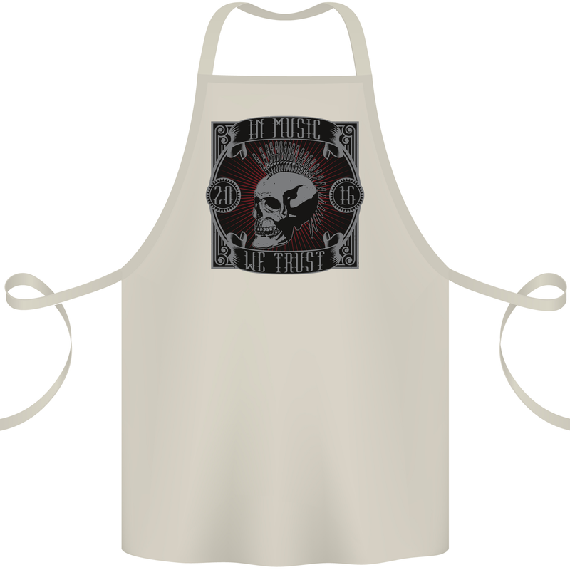 In Music We Trust Punk Rock Skull Cotton Apron 100% Organic Natural