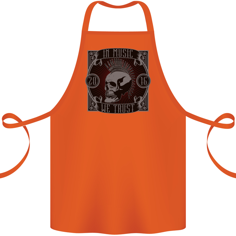 In Music We Trust Punk Rock Skull Cotton Apron 100% Organic Orange