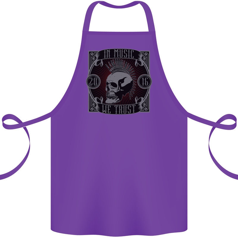 In Music We Trust Punk Rock Skull Cotton Apron 100% Organic Purple