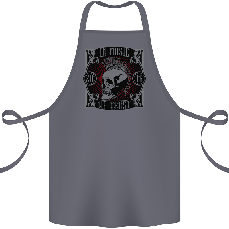 In Music We Trust Punk Rock Skull Cotton Apron 100% Organic Steel