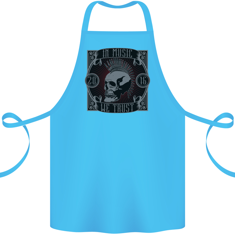 In Music We Trust Punk Rock Skull Cotton Apron 100% Organic Turquoise