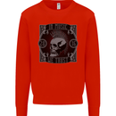 In Music We Trust Punk Rock Skull Kids Sweatshirt Jumper Bright Red