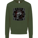 In Music We Trust Punk Rock Skull Kids Sweatshirt Jumper Forest Green