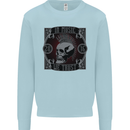 In Music We Trust Punk Rock Skull Kids Sweatshirt Jumper Light Blue