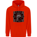 In Music We Trust Punk Rock Skull Mens 80% Cotton Hoodie Bright Red