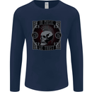 In Music We Trust Punk Rock Skull Mens Long Sleeve T-Shirt Navy Blue