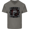 In Music We Trust Punk Rock Skull Mens V-Neck Cotton T-Shirt Charcoal