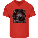 In Music We Trust Punk Rock Skull Mens V-Neck Cotton T-Shirt Red