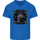 In Music We Trust Punk Rock Skull Mens V-Neck Cotton T-Shirt Royal Blue