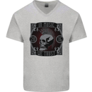 In Music We Trust Punk Rock Skull Mens V-Neck Cotton T-Shirt Sports Grey