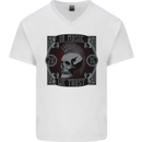 In Music We Trust Punk Rock Skull Mens V-Neck Cotton T-Shirt White