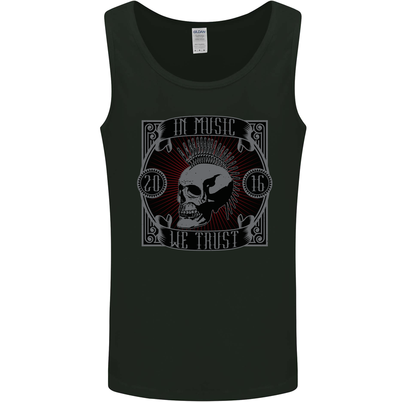 In Music We Trust Punk Rock Skull Mens Vest Tank Top Black