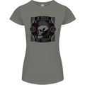 In Music We Trust Punk Rock Skull Womens Petite Cut T-Shirt Charcoal