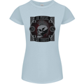 In Music We Trust Punk Rock Skull Womens Petite Cut T-Shirt Light Blue