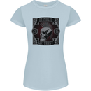 In Music We Trust Punk Rock Skull Womens Petite Cut T-Shirt Light Blue