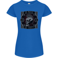 In Music We Trust Punk Rock Skull Womens Petite Cut T-Shirt Royal Blue