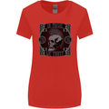 In Music We Trust Punk Rock Skull Womens Wider Cut T-Shirt Red