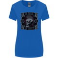 In Music We Trust Punk Rock Skull Womens Wider Cut T-Shirt Royal Blue