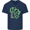 In My DNA Juneteenth Black Lives Matter African Mens V-Neck Cotton T-Shirt Navy Blue