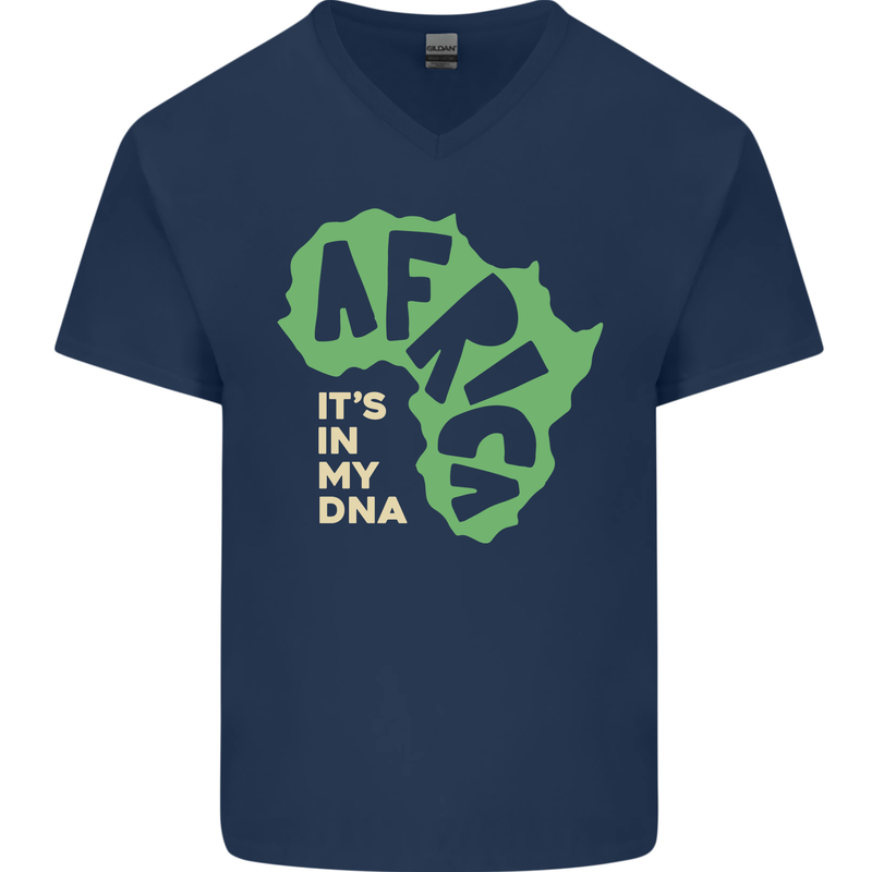 In My DNA Juneteenth Black Lives Matter African Mens V-Neck Cotton T-Shirt Navy Blue